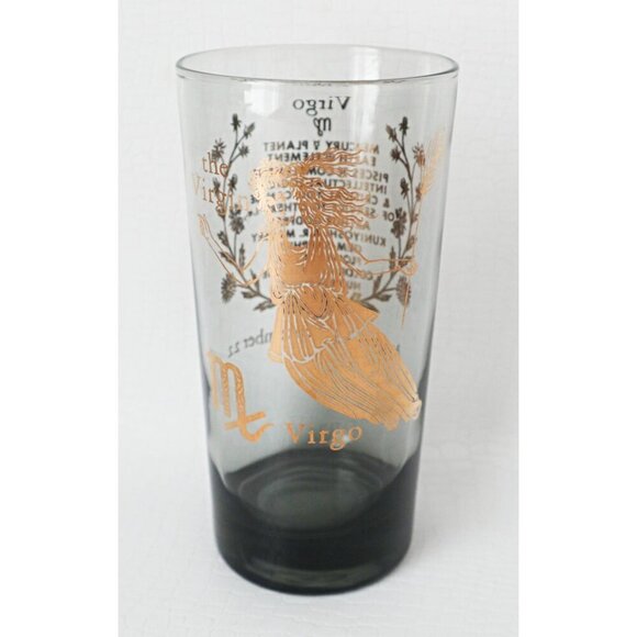 Vintage Horoscope Virgo Bar Cocktail Drinking Glass Highball Tumbler - Picture 3 of 5